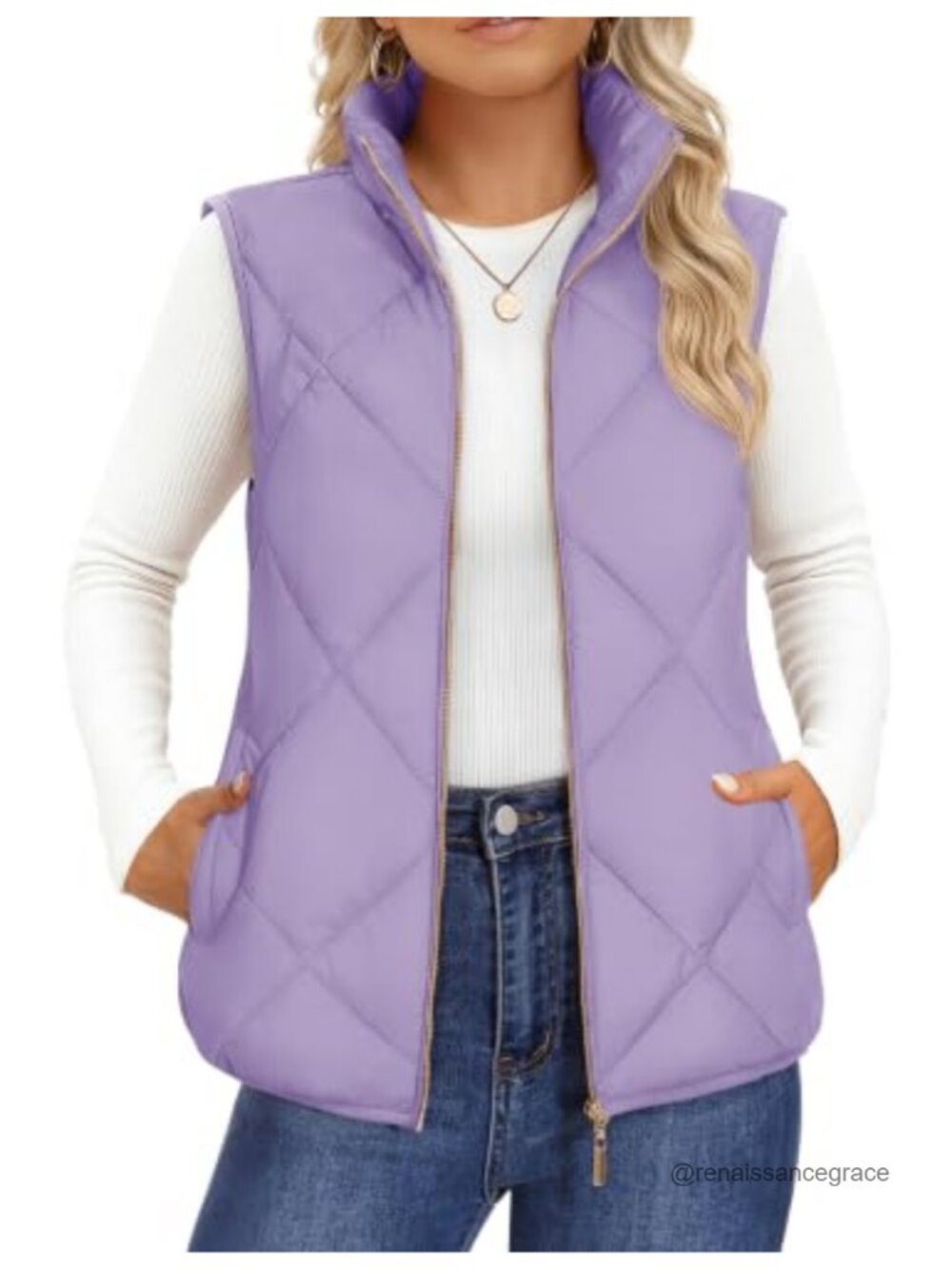 Women's Quilted Puffer Vest Zip Up Sleeveless Lightweight Padded Gilet